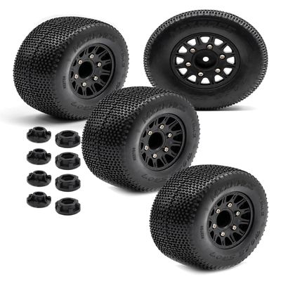Rcarmumb 4pcs Rc Truck Tires,12mm/14mm Hex RC Wheels and Tires for 1/10 Slash 2WD 44 4wd,Arrm a Senton Axia1 Red cat Rc 4wd Hex Detachable Replacement Snow Tires Desert Tires,Black