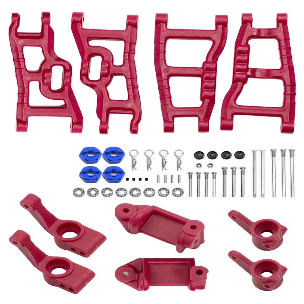 Rcarmumb for 1/10 Slash 2WD,Plastic Front Rear Suspension Arm,Caster Block,Steering Blocks,Rear Stub Axle Carriers Part Set for Slash 2WD,Red