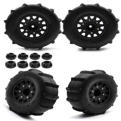 Rcarmumb 12mm/14mm Hex RC Wheels and Tires for 1/10 Slash 2WD 44 4wd,Arrm a Senton Axia1 Red cat Rc 4wd Hex Detachable Replacement Snow Tires Desert Tires,4pcs Rc Truck Tires,Black