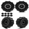 Rcarmumb 12mm/14mm Hex RC Wheels and Tires for 1/10 Slash 2WD 44 4wd,Arrm a Senton Axia1 Red cat Rc 4wd Hex Detachable Replacement Snow Tires Desert Tires,4pcs Rc Truck Tires,Black view 1
