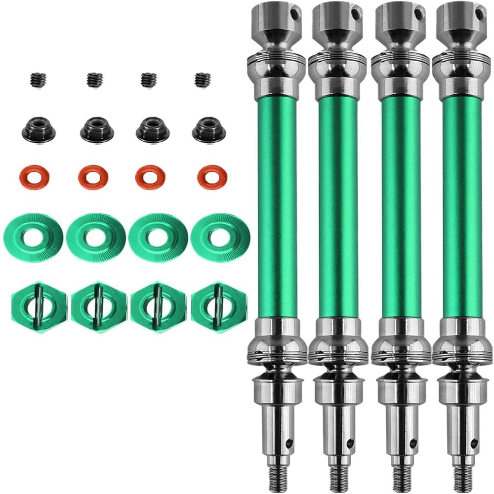 Rcarmumb Rc Drive Shaft CVD Upgrades for 1/10 Outcast 4s Blx V1/Kraton 4s Blx V1,4pcs Front Rear Axles Upgrades Part,Harden Metal Steel #45 Driveshaft Hop ups,(More Powerful) Green