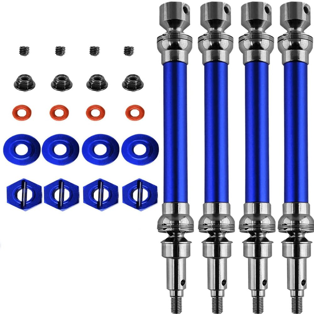 Rcarmumb Rc Drive Shaft CVD Upgrades for 1/10 Outcast 4s Blx V1/Kraton 4s Blx V1,4pcs Front Rear Axles Upgrades Part,Harden Metal Steel #45 Driveshaft Hop ups,(More Powerful) Navy Blue