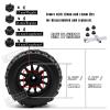 Rcarmumb 12mm/14mm Hex RC Truck Tires Wheel for 1/10 Arrm a Granite Vorteks Big Rock,Rustler Stampede Hoss/Axia1 LOS1 Red cat Rc 4wd,4pcs Rc Truck Tires,Black view 3