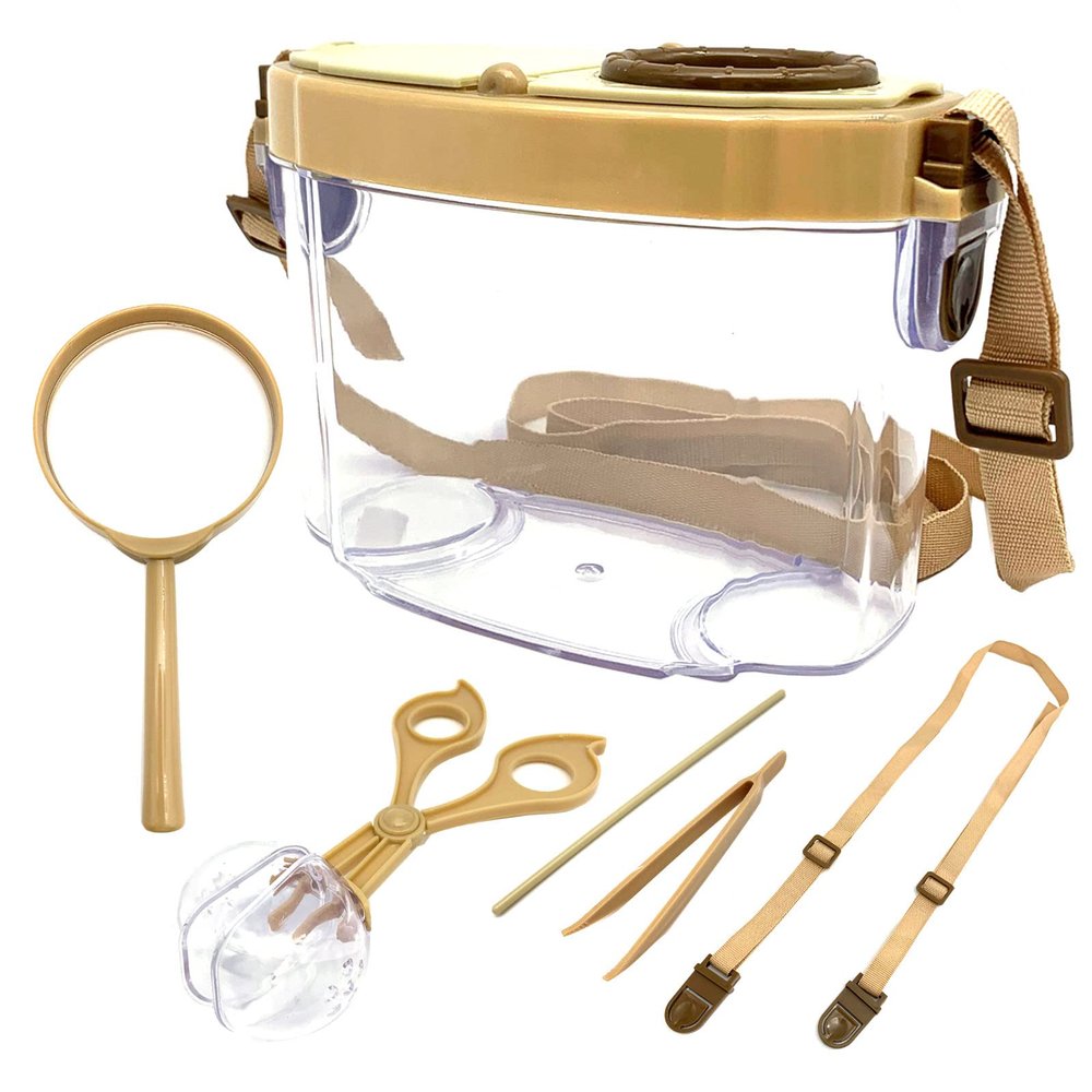 JTCJozz Bug Catcher Kit, Kids Bug Collection Kit, Outdoor Nature Explorer Kit with Tweezers, Magnifying Glass, Science Educational Kit, Bug Observation Container for Boys and Girls (Gold)