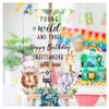 Personalized Young Wild And Three Happy Birthday Welcome Sign - Customized Jungle Safari Theme Birthday Party Decoration - Custom Wild Animals Birthday Celebration Sign (Acrylic) view 1