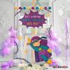 Personalized Lets Celebrate Superhero Party Birthday Welcome Sign - Customized Purple Superhero Theme Birthday Party - Custom Super Girl Birthday Celebration Decor (PVC Board) view 2