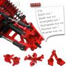 Rcarmumb Upgrades Part for 1/10 Slash 4x4 VXL,Stampede 4X4 VXL,Rustler 4X4 VXL,Hoss 4X4 VXL,Alloy Front Rear Suspension Arm & Steering Blocks Caster Blocks C-Hubs Stub Axle Carriers,Red view 2