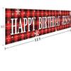 9.8 x 1.6 ft Large Happy Birthday Jesus Yard Sign Banner - Red Buffalo Plaid Christmas Holiday Winter Party Supplies Decoration view 2