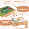 HONEY JOY Train Table, Wooden Kids Activity Table with Storage, 100 Multicolor Pieces, Tracks, Trains, Cars, Toddler Train Table Set with Reversible Tabletop, Gift for Boys Girls Age 3+, Natural view 4