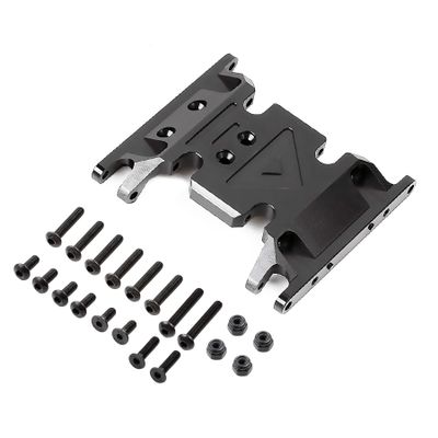 Metal Gearbox Mount Transmission Holder for 1/10 RC Crawler Axial SCX10 II 90046 90047 90075 RC Car Skid Plate Upgrade Parts (Black)
