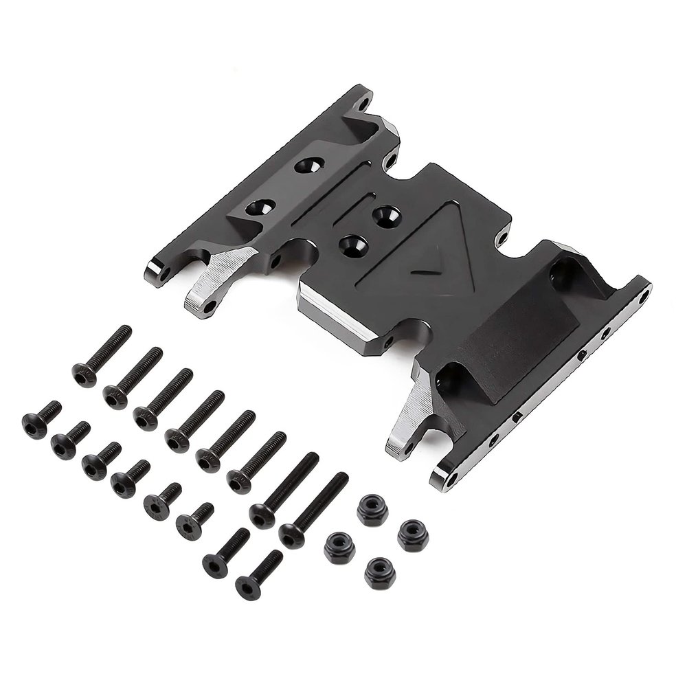 Metal Gearbox Mount Transmission Holder for 1/10 RC Crawler Axial SCX10 II 90046 90047 90075 RC Car Skid Plate Upgrade Parts (Black)