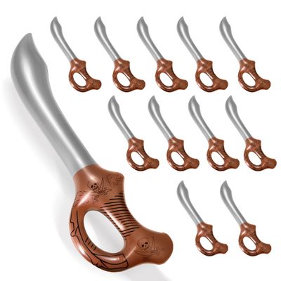 Novelty Place 12 Pcs Inflatable Pirate Swords for Kids Blow Up Pool Party Game Toy, Inflated Pirate Style Sword Knife for Themed Party Favor Halloween Costume Stage Props (22 in)