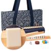 Yellow Mountain Imports American Mahjong Game Set, Blue Calico with Floral Blue Soft Case - All-in-One Racks with Pushers, Wright Patterson Scoring Coins, Dice, and Wind Indicator view 1