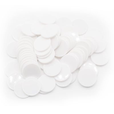 HAKITAROOM Set of 100 Opaque Plastic Learning Counters Mini Poker Chips Game Tokens with Storage Box (White, 1 Inch)