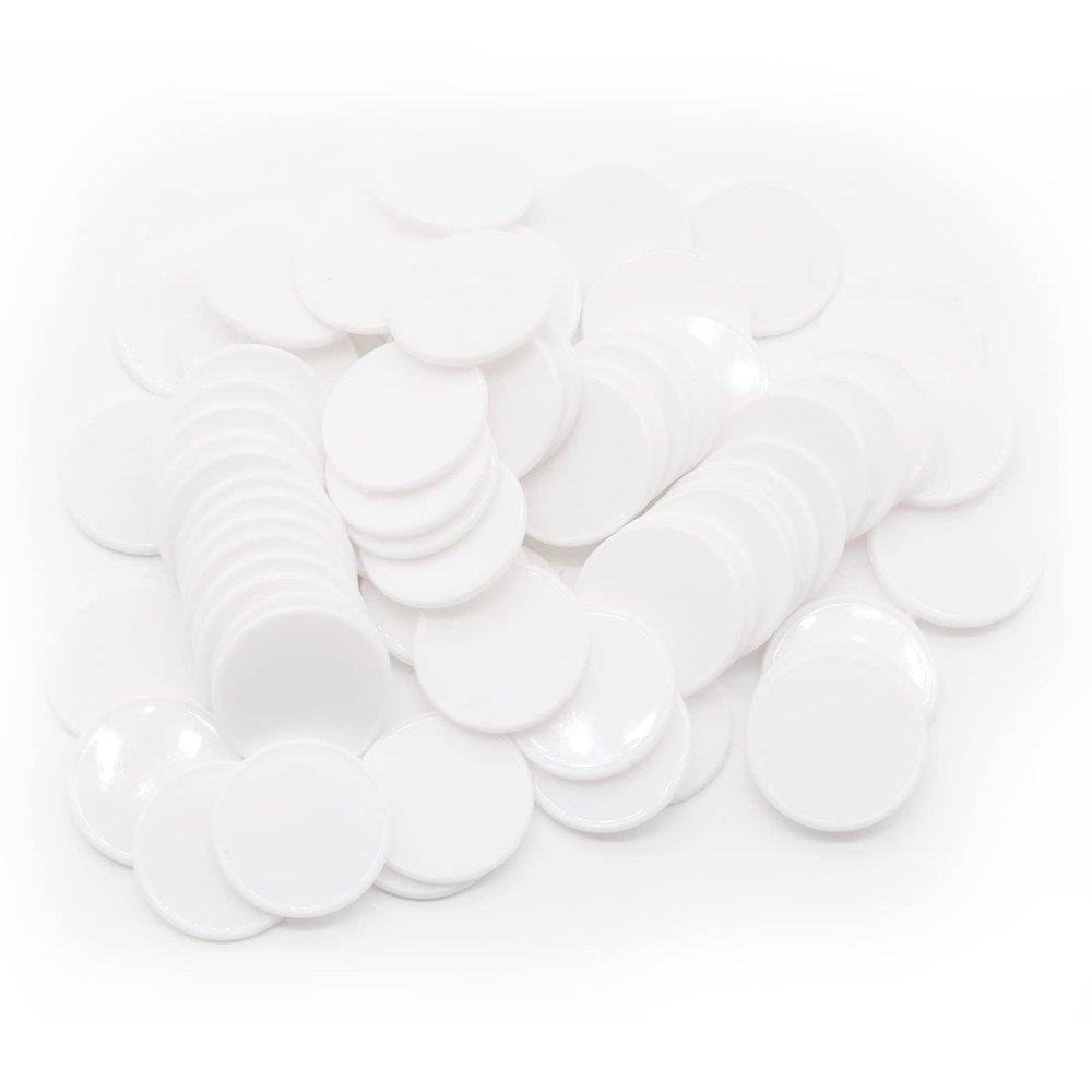 HAKITAROOM Set of 100 Opaque Plastic Learning Counters Mini Poker Chips Game Tokens with Storage Box (White, 1 Inch)