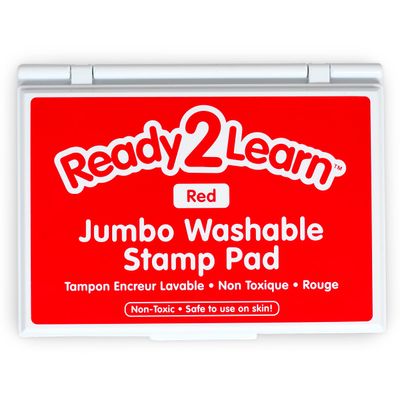 READY 2 LEARN Jumbo Washable Stamp Pad - Red - 6.2"L x 4.1"W - Non-Toxic - Fade Resistant - Ideal Size for Baby Handprints and Footprints