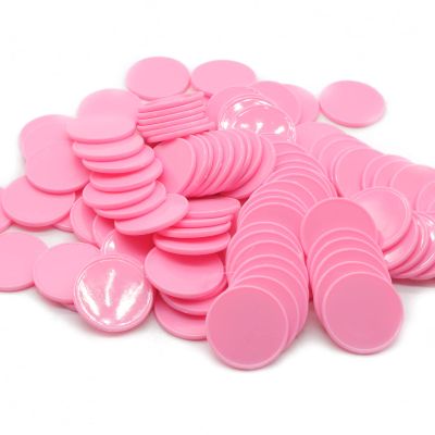 HAKITAROOM Set of 100 Opaque Plastic Learning Counters Mini Poker Chips Game Tokens with Storage Box (Pink, 1 Inch)