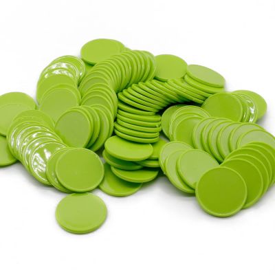 HAKITAROOM Set of 100 Opaque Plastic Learning Counters Mini Poker Chips Game Tokens with Storage Box (Lawngreen, 1 Inch)