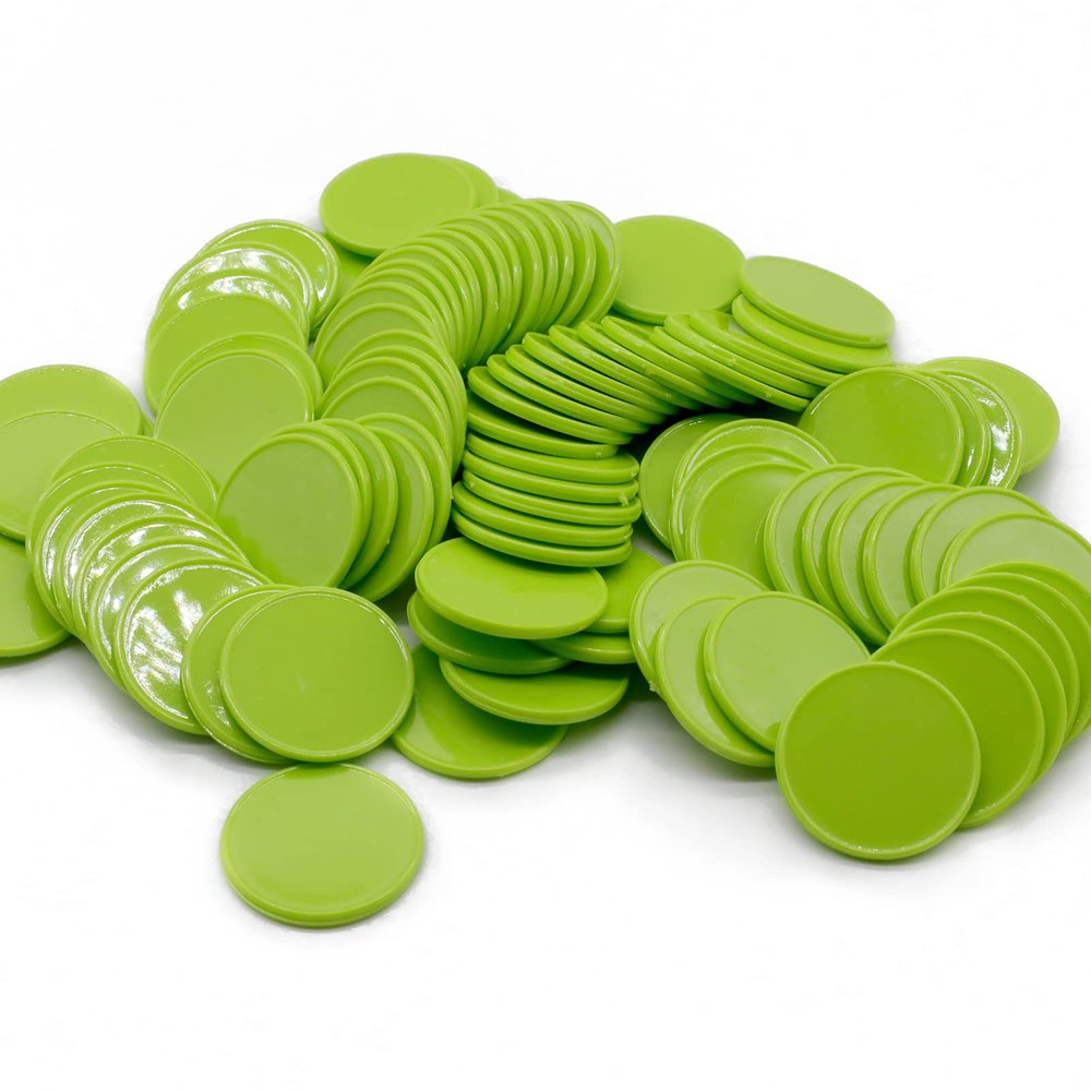 HAKITAROOM Set of 100 Opaque Plastic Learning Counters Mini Poker Chips Game Tokens with Storage Box (Lawngreen, 1 Inch)