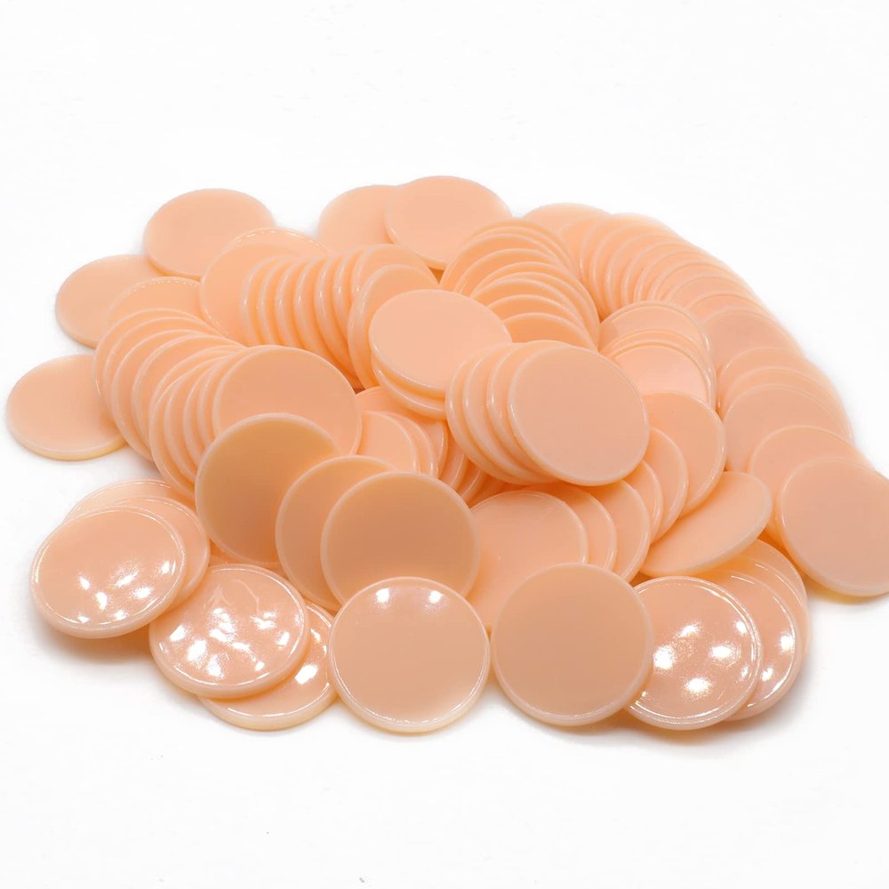 HAKITAROOM Set of 100 Opaque Plastic Learning Counters Mini Poker Chips Game Tokens with Storage Box (Peachpuff, 1 Inch)