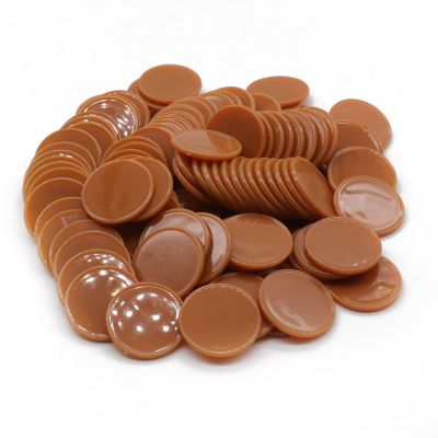 HAKITAROOM Set of 100 Opaque Plastic Learning Counters Mini Poker Chips Game Tokens with Storage Box (Chocolate, 1 Inch)