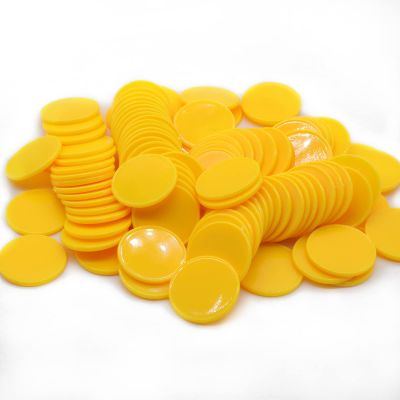 HAKITAROOM Set of 100 Opaque Plastic Learning Counters Mini Poker Chips Game Tokens with Storage Box (Yellow, 1 Inch)