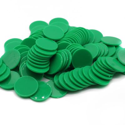 HAKITAROOM Set of 100 Opaque Plastic Learning Counters Mini Poker Chips Game Tokens with Storage Box (Green, 1 Inch)