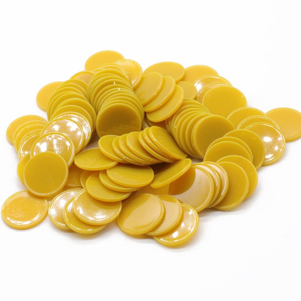 HAKITAROOM Set of 100 Opaque Plastic Learning Counters Mini Poker Chips Game Tokens with Storage Box (Goldenrod, 1 Inch)