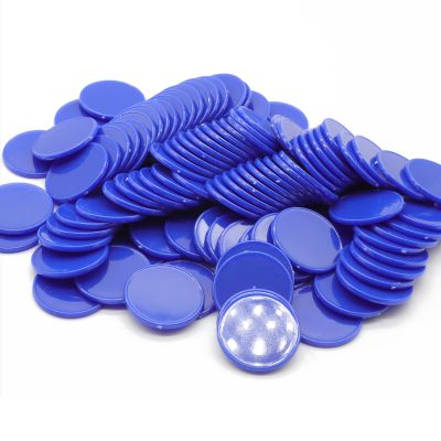 HAKITAROOM Set of 100 Opaque Plastic Learning Counters Mini Poker Chips Game Tokens with Storage Box (Blue, 1 Inch)