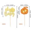 24 PCS Pumpkin Oh Baby Cupcake Toppers Glitter Feet Picks for Fall Theme Baby Shower Kids Birthday Party Cake Decorations Supplies Gold and Orange view 2