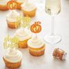 24 PCS Pumpkin Oh Baby Cupcake Toppers Glitter Feet Picks for Fall Theme Baby Shower Kids Birthday Party Cake Decorations Supplies Gold and Orange view 3
