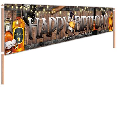9.8 X 1.6 ft Large Whiskey Happy Birthday Banner Aged to Perfection Birthday Yard Sign Banner Vintage Whiskey Themed Happy Birthday Decoration for Indoor Outdoor Whiskey Birthday Party Backdrop