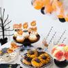 24 PCS Little Pumpkin Cupcake Toppers Glitter Baby Feet Pumpkin Cupcake Picks for Fall Theme Baby Shower Kids Birthday Party Cake Decorations Supplies Orange view 3