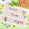 Montessori Letters Movable Wood Alphabet with Box and Large Mat Small Wooden Alphabet Letters Montessori Trays Preschool Spelling Learning Language Materials Objects, Red, Blue view 4