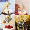 Cake Topper Decoration Set Acrylic Glitter Happy Birthday Cake Topper with Confetti Balloon Paper Fans Stars Firework Cupcake Toppers for Gold Theme Decor Girl Women Birthday Party Supplies (Gold) view 2