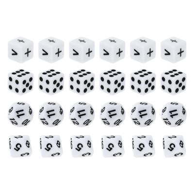 NUOBESTY 24Pcs Math Game Dice Set, Educational Teaching Manipulatives for Kids Classroom, 16mm Bulk Arithmetic Game Dice with Signs, Standard Dots & Numbers for Homeschool Learning