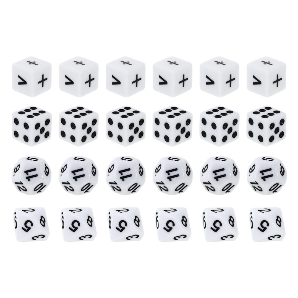 NUOBESTY 24Pcs Math Game Dice Set, Educational Teaching Manipulatives for Kids Classroom, 16mm Bulk Arithmetic Game Dice with Signs, Standard Dots & Numbers for Homeschool Learning