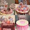 Cake Topper Decoration Set Acrylic Glitter Happy Birthday Cake Topper with Confetti Balloon Paper Fans Firework Cupcake Toppers for Rose Golden Theme Decor Women Birthday Party Supplies (Rose Gold) view 2