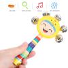Wrist Band Jingle Bells 2pcs Wood Jingle Rattle Bell Handheld Children Rattle Toys Baby Grip Training Toy for Baby Nursing Supplies Christmas Stick view 3