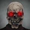 Clobeau Full Head Skull Mask With Moving Jaw and Glowing Eyes - 3D Realistic Human Skeleton Mask for Halloween Cosplay Costume, Scary Creepy Devil Skeleton Headgear for Men & Women view 1