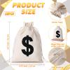 HyDren 24 Pcs Fake Gold Bar Bullion Glittering Movie Prop 2.4 Inch Gold Bar Replica 6.3 x 4.7 Inch Drawstring Money Bag Realistic Movie Prop Bullion Brick for Pirate Party Favors Bank Robber Costume view 2