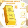 HyDren 24 Pcs Fake Gold Bar Bullion Glittering Movie Prop 2.4 Inch Gold Bar Replica 6.3 x 4.7 Inch Drawstring Money Bag Realistic Movie Prop Bullion Brick for Pirate Party Favors Bank Robber Costume view 3