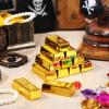 HyDren 24 Pcs Fake Gold Bar Bullion Glittering Movie Prop 2.4 Inch Gold Bar Replica 6.3 x 4.7 Inch Drawstring Money Bag Realistic Movie Prop Bullion Brick for Pirate Party Favors Bank Robber Costume view 4