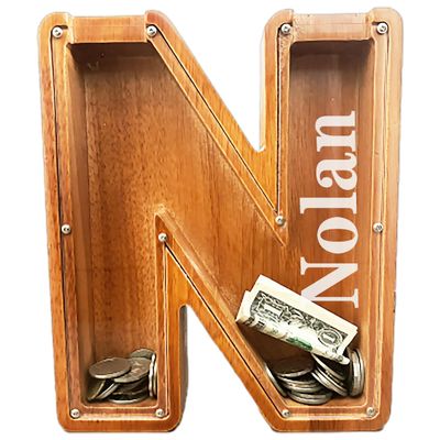 Personalized Large Wooden Letter Piggy Bank, Coin Bank, Custom Piggy Bank with Custom Name, Can be Used as Christmas, Birthday Gifts