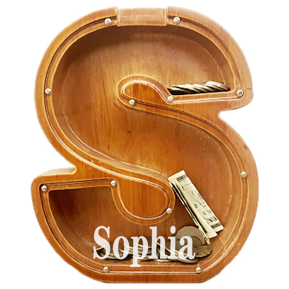 Personalized Large Wooden Letter Piggy Bank, Coin Bank, Custom Piggy Bank with Custom Name, Can be Used as Christmas, Birthday Gifts