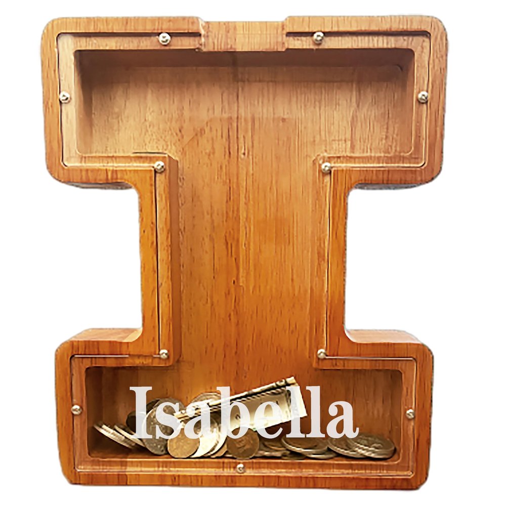 Personalized Large Wooden Letter Piggy Bank, Coin Bank, Custom Piggy Bank with Custom Name, Can be Used as Christmas, Birthday Gifts