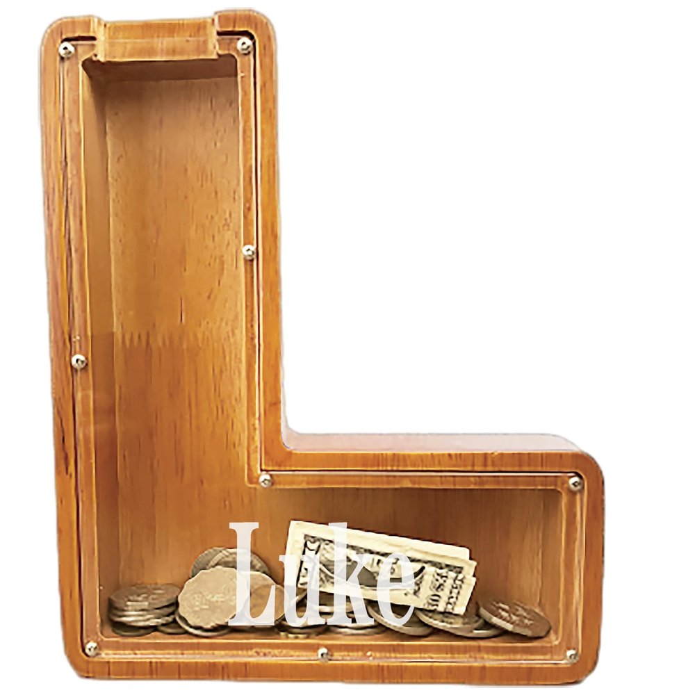 Personalized Large Wooden Letter Piggy Bank, Coin Bank, Custom Piggy Bank with Custom Name, Can be Used as Christmas, Birthday Gifts