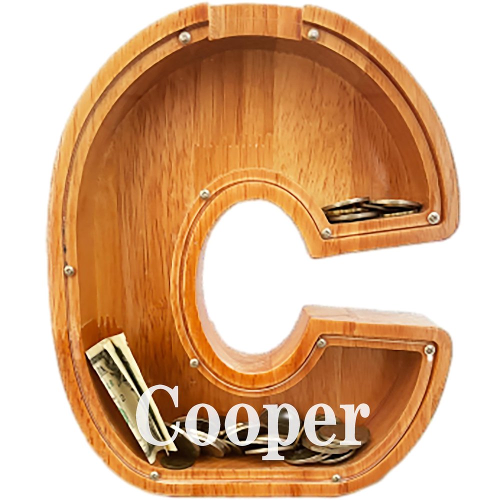 Personalized Large Wooden Letter Piggy Bank, Coin Bank, Custom Piggy Bank with Custom Name, Can be Used as Christmas, Birthday Gifts