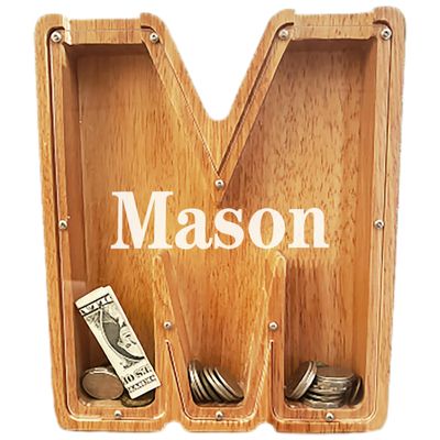 Personalized Large Wooden Letter Piggy Bank, Coin Bank, Custom Piggy Bank with Custom Name, Can be Used as Christmas, Birthday Gifts