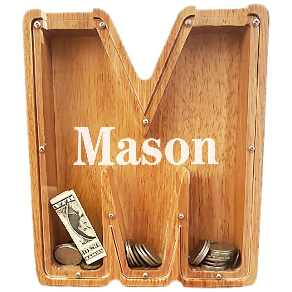 Personalized Large Wooden Letter Piggy Bank, Coin Bank, Custom Piggy Bank with Custom Name, Can be Used as Christmas, Birthday Gifts